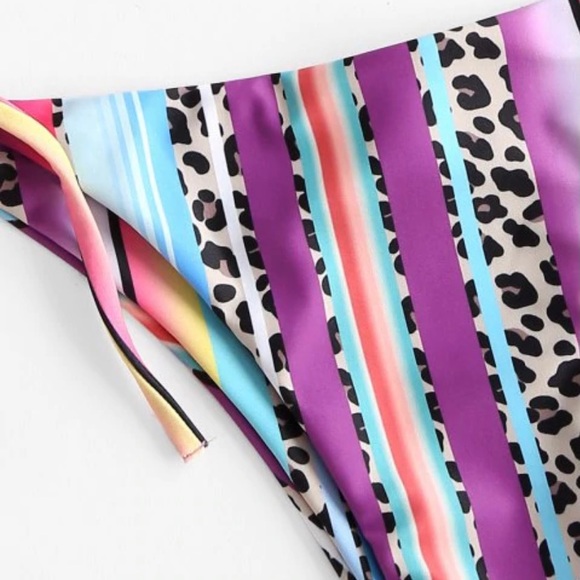 ZAFUL Leopard Panel Striped Cutout Bikini L - Picture 10 of 16